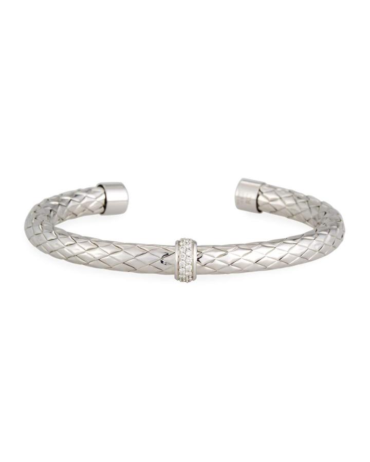 Treccia Incarata 18k White-gold & Diamond Bangle Bracelet