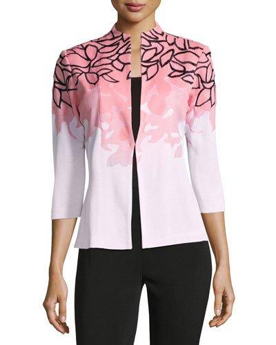 Floral-embroidered 3/4-sleeve Jacket,