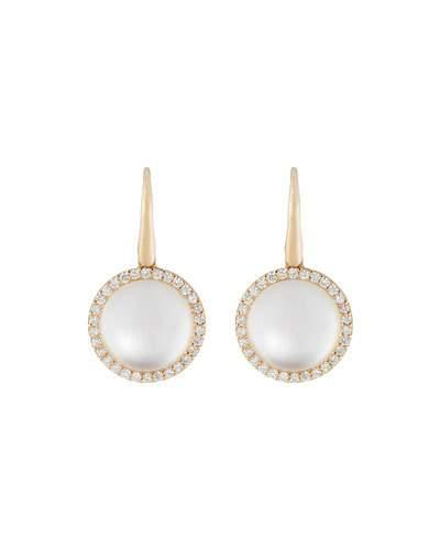 18k Rose Gold Clear Quartz, Mother-of-pearl & Diamond Drop Earrings