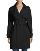 Belted Wrap Trench Coat, Black