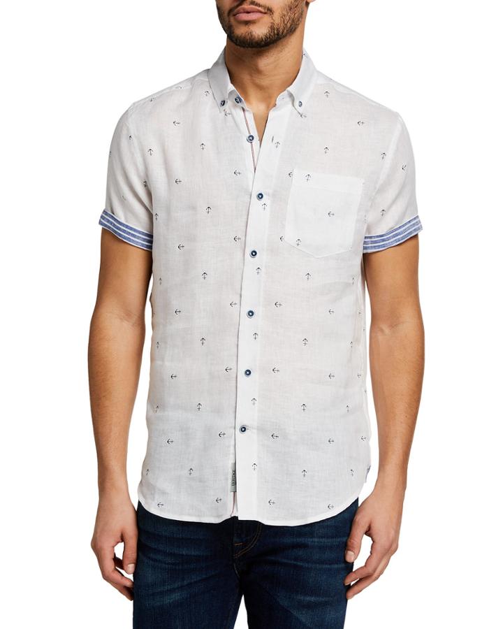 Men's Linen Anchor-print