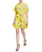 Ellamae Floral-print Drop-shoulder Tie-waist Ruffle Dress