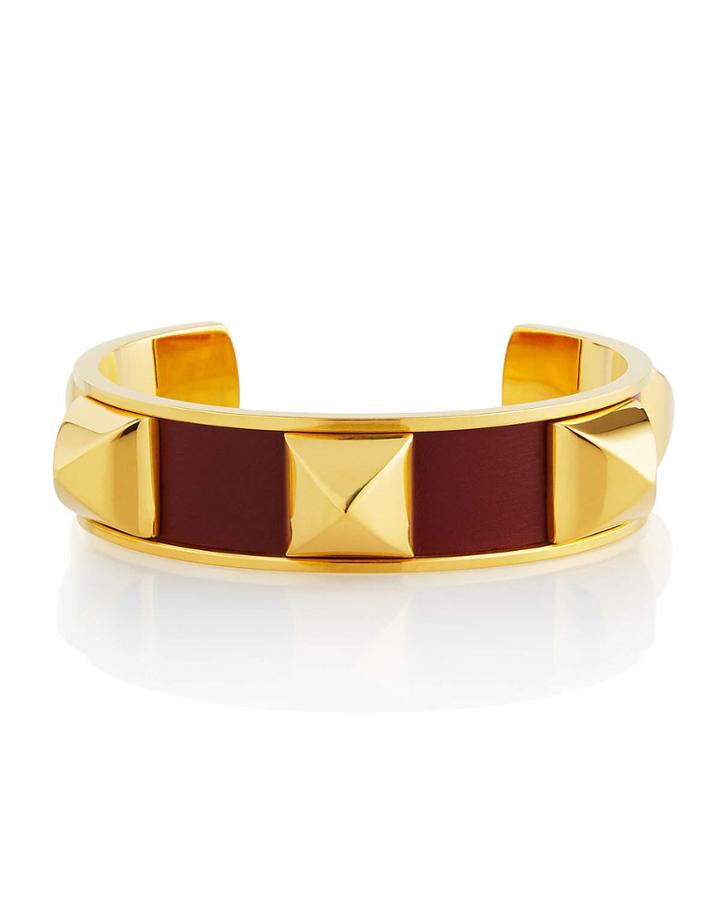 Estate Medor Studded Enamel Cuff, Burgundy/gold
