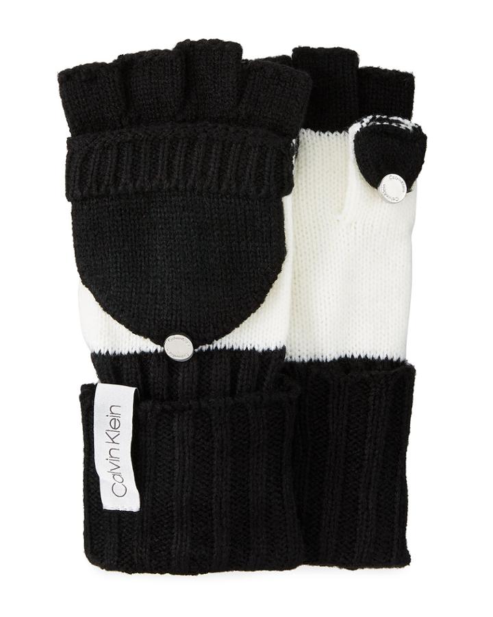 Colorblock Flip-top Knit Gloves