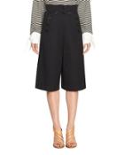Sailor-button Culotte Pants, Dark Blue