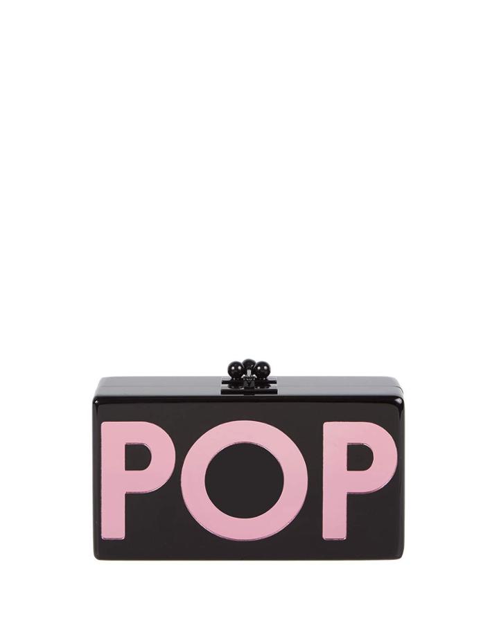 Jean Pop Resin Clutch Bag, Black