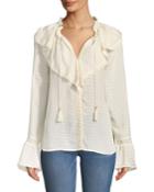 Silvette Ruffled-neck Bell-sleeve