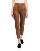 Faux-suede Plaid Pull-on Ankle Pants