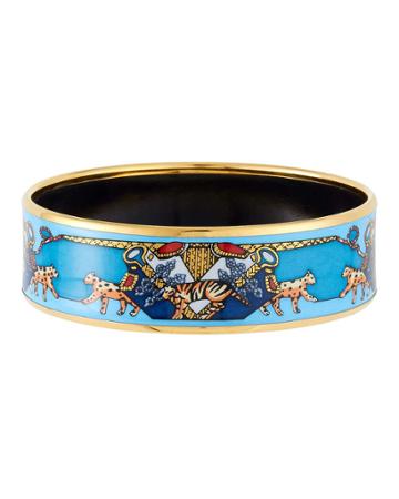 Estate Big Cat Enamel Bangle, Blue