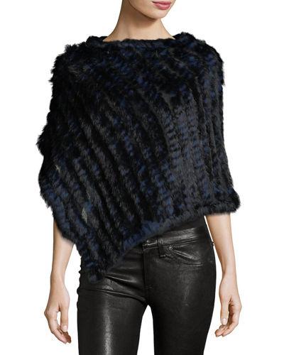 Two-tone Rabbit Fur Poncho