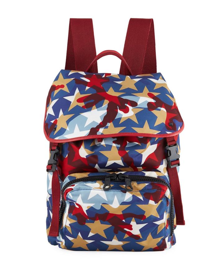 Men's Star And Camo-print Nylon Backpack