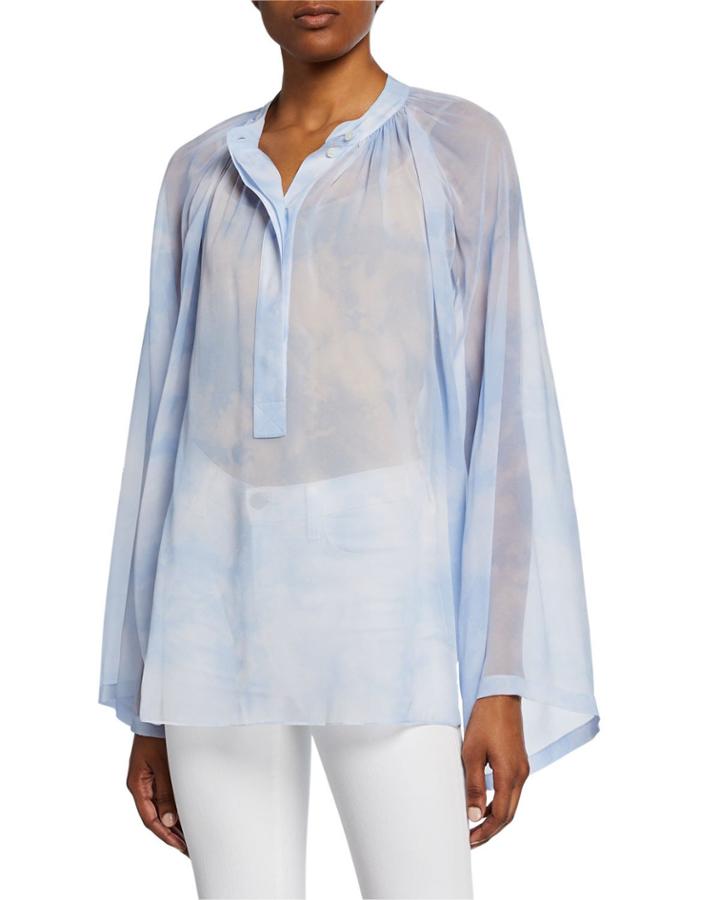 Poet Silk Long-sleeve Blouse