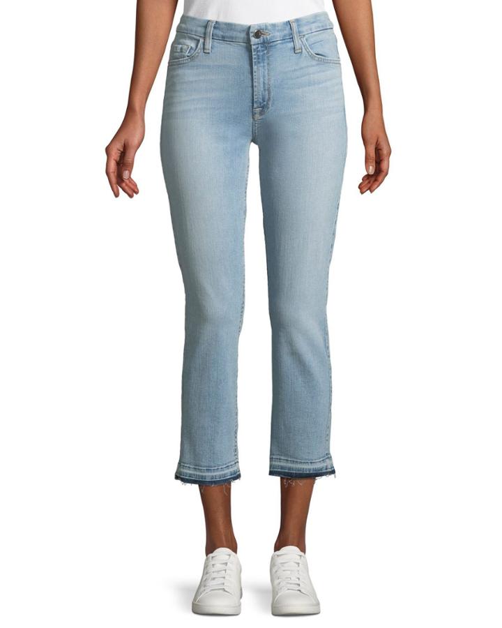 Straight-leg Cropped Released-hem Jeans