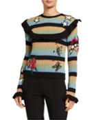 Embroidered Ruffle Wool