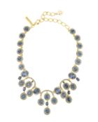 Pav&eacute; Oval Crystal Necklace, Blue/golden