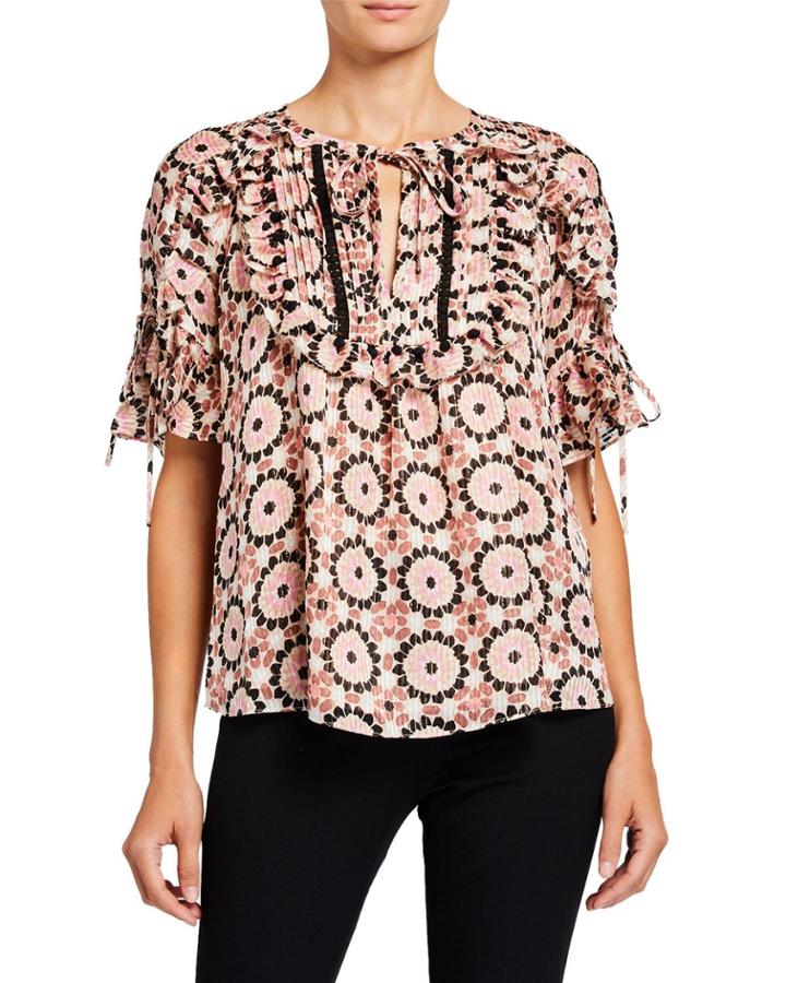 Floral Mosaic Chiffon Top