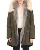 Fox Fur-lined Hooded Parka Coat
