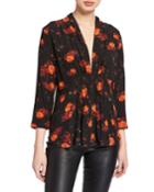 Noun Smocked Floral-print Blouse