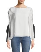 Clip-dot Bow-sleeve Blouse