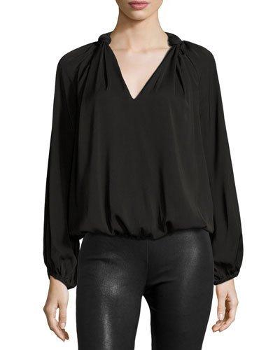 V-neck Knotted Shoulder Blouse