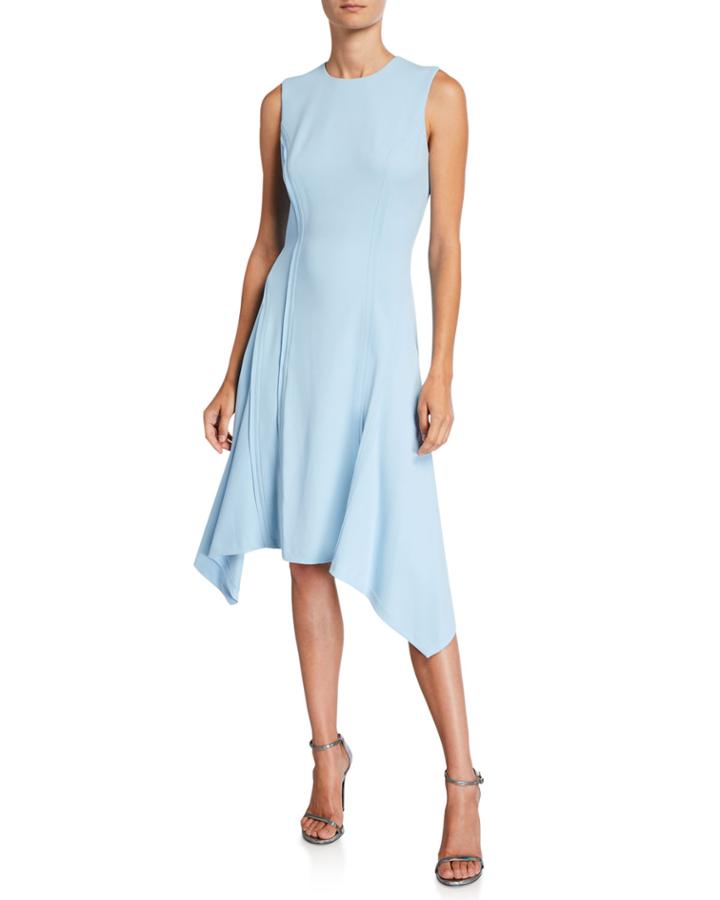 Sleeveless Sharkbite-hem Fit-&-flare Dress