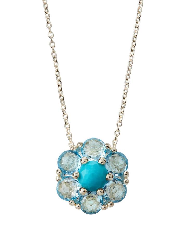 Rock Candy Small Flower Necklace In Turquoise/blue Topaz