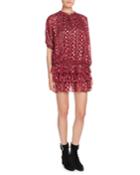 Multi-dot Tiered Short-sleeve Metallic Silk