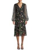 Crochet-trim Puff-sleeve Dress