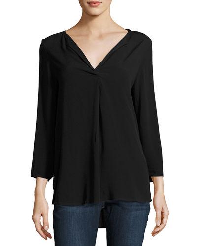 V-neck High-low Blouse