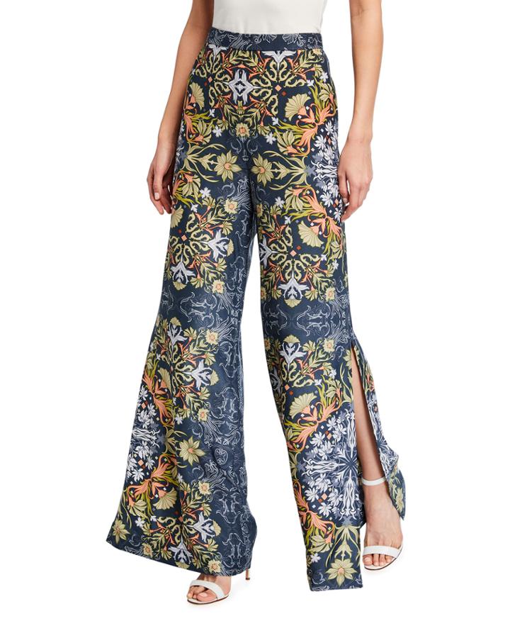 Wide-leg Printed Trousers