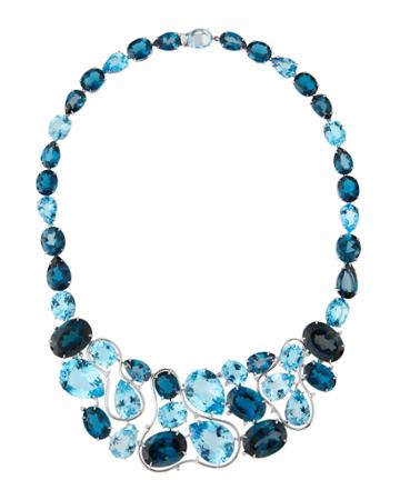 Vianna B.r.a.s.i.l 18k Mixed Blue Topaz Bib Necklace, Women's,