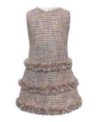 Sleeveless Fringe Tweed Dress,