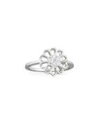 18k White Gold Diamond Flower Ring,