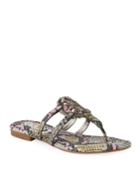 Clara Snake-print Medallion Thong Flat