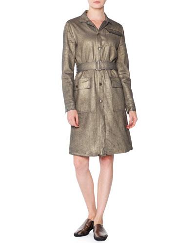 Coated Metallic Denim Coat