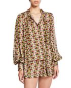 Londyn Tie-neck Geo-print Top