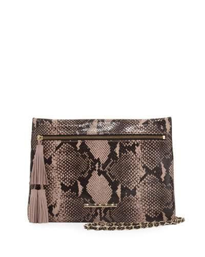 Sonata Embossed Chain Shoulder Bag, Python