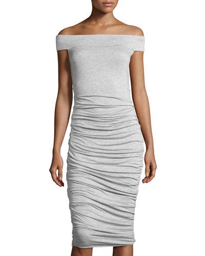 Off-the-shoulder Side-ruched Dress