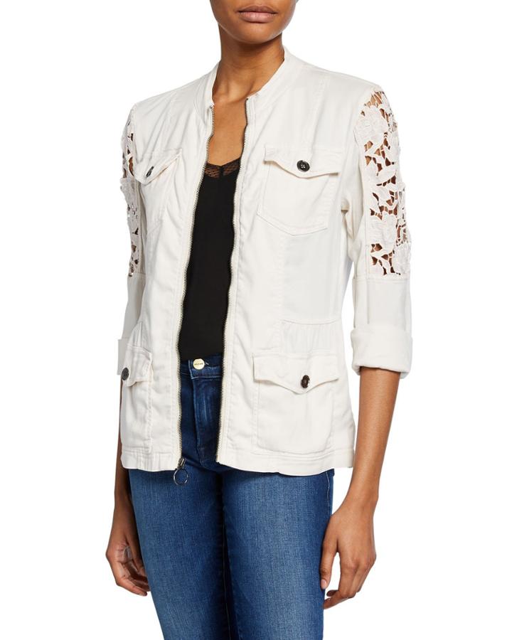 Feminine Floral Lace Contrast Jacket