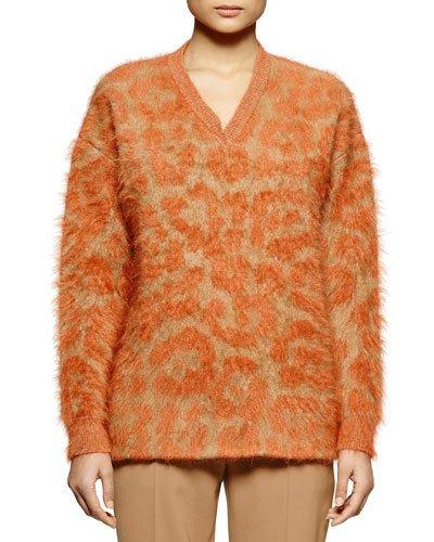 Leopard-pattern Mohair-blend