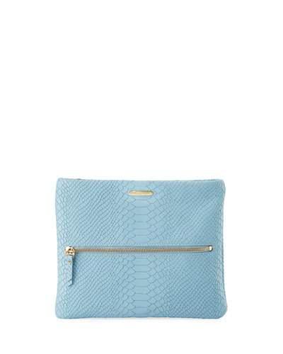 Snake-embossed Crossbody Clutch Bag