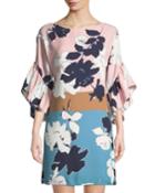 3/4-sleeve Cascading-sleeve Floral