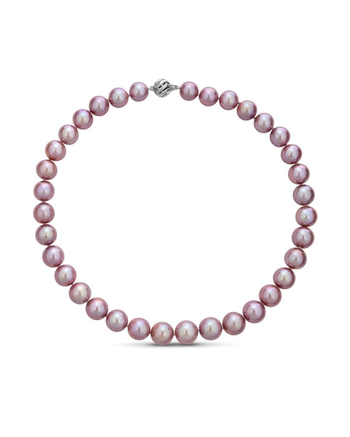 14k White Gold Pastel Colors Of Pink Round Kasumiga Pearl Necklace,