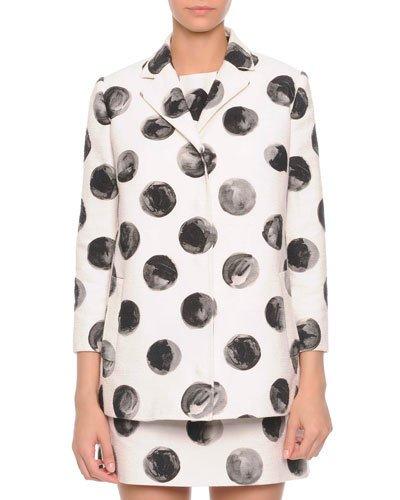 Painted Polka Dot Long Jacket, White/black