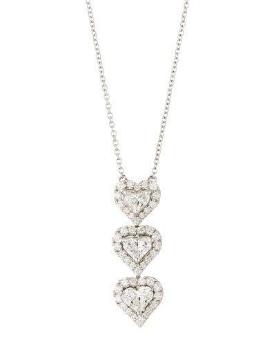 18k Diamond Triple-heart Pendant Necklace,