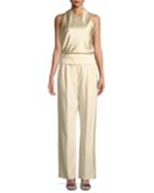 Halter-neck Roll-cuff Jumpsuit