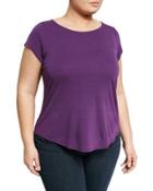 Signature Stretch-silk Jersey Tee, Violet,
