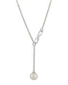8mm Pearl Y-drop Necklace W/ Infinity Accent, White