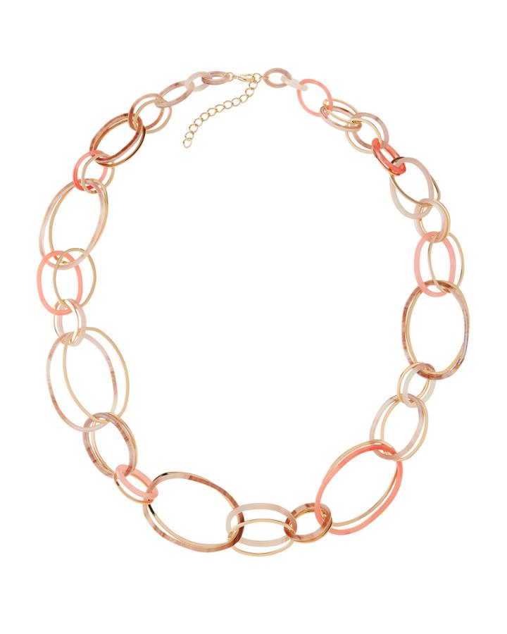 Long Oversized-link Necklace, Pink