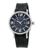 Rubber-strap Diamond-dial Watch, Black